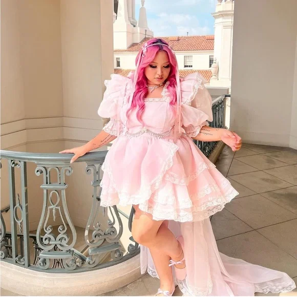 Selkie Duchess Sugarfrill Dress in Baby Soft Pink size Small - Picture 3 of 14